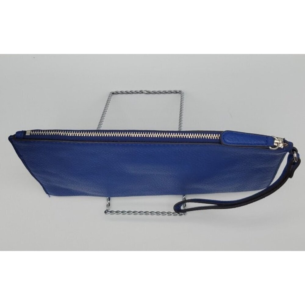 Michael Kors Jet Set Grommet Large Zip Clutch Wristlet Pebble Leather Sapphire - Picture 3 of 10